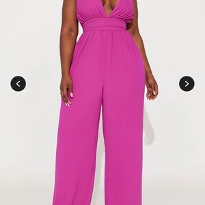 Fashion Nova Pink Wide-Leg Jumpsuit